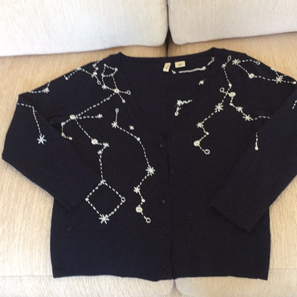 Anthropologie moth S Navy constellation cardigan
